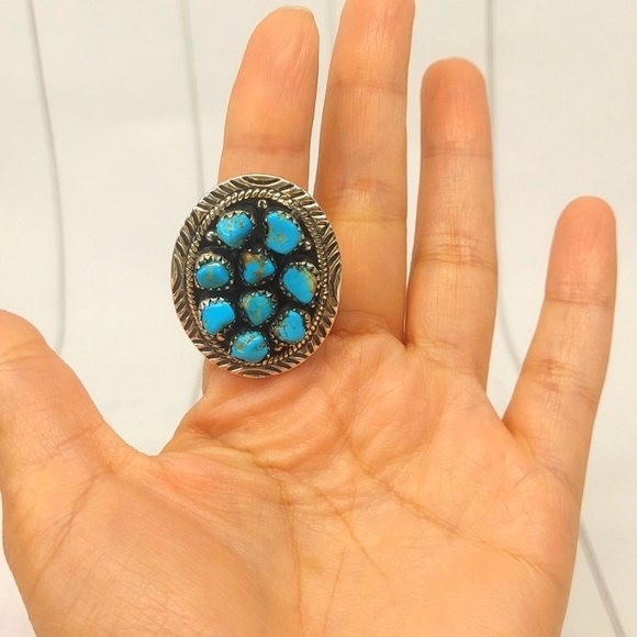 Turquoise cluster Ring - Picture 5 of 7